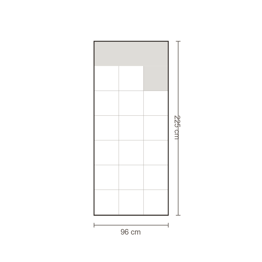 Bovenaanzicht Lucca element: Chaise longue 1-zits extra lang rechts – 225 x 96 cm