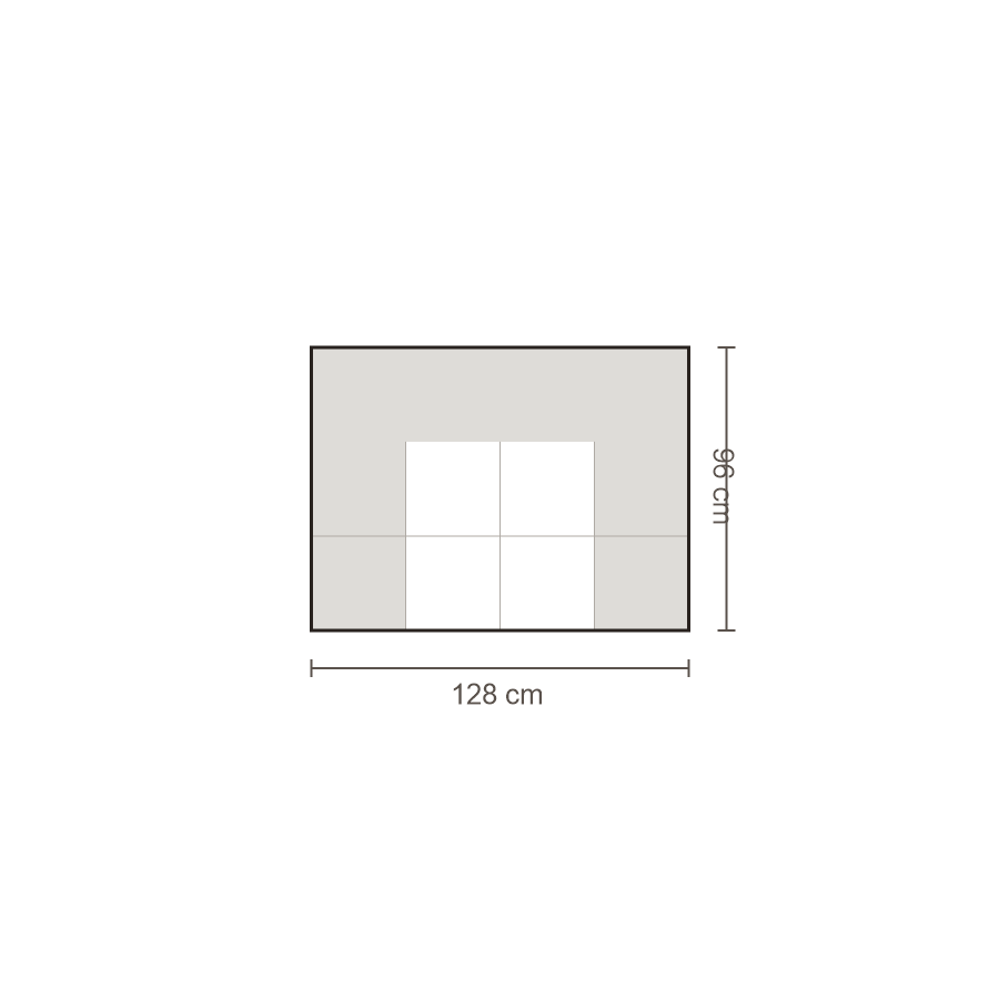 Bovenaanzicht Lucca element: Fauteuil met twee armleuningen – 96 x 128 cm