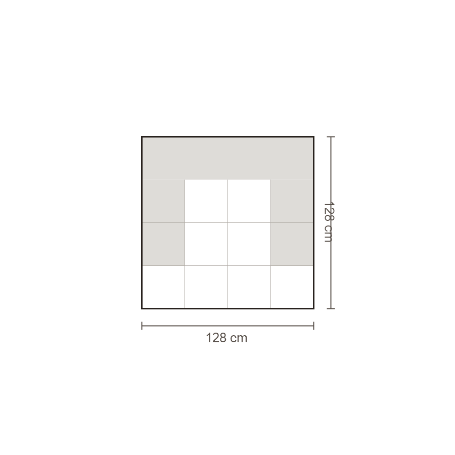 Bovenaanzicht Lucca element: Fauteuil diep met twee armleuningen – 128 x 128 cm