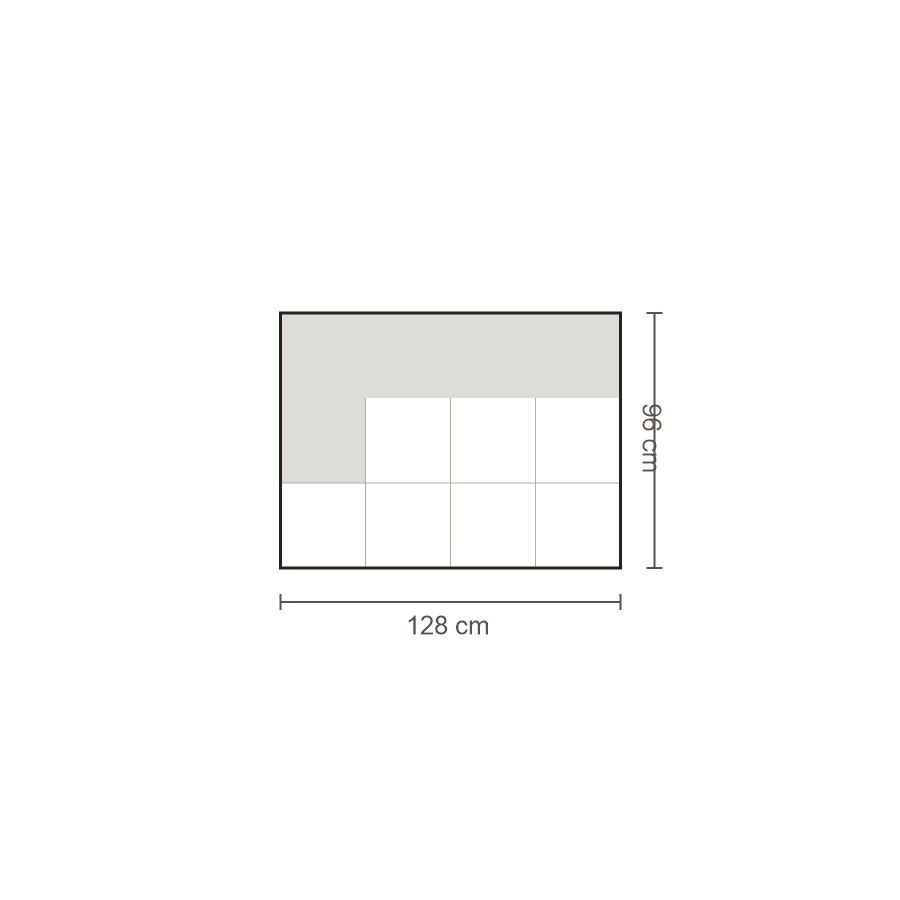 Bovenaanzicht Lucca element: Ottomane 1,5-zits links – 96 x 128 cm