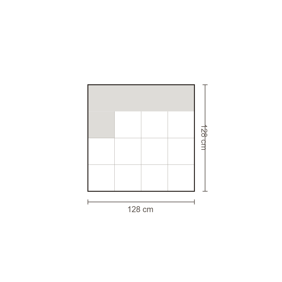 Bovenaanzicht Lucca element: Ottomane 1,5-zits diep links – 128 x 128 cm
