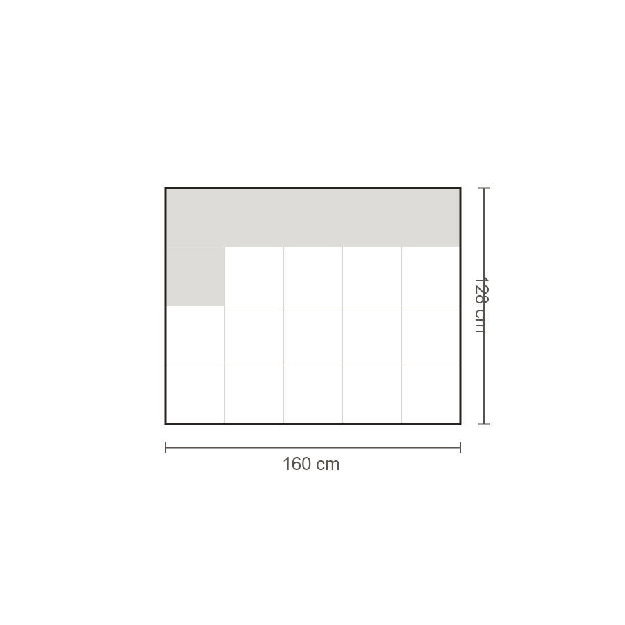 Bovenaanzicht Lucca element: Ottomane 2-zits diep links – 128 x 160 cm