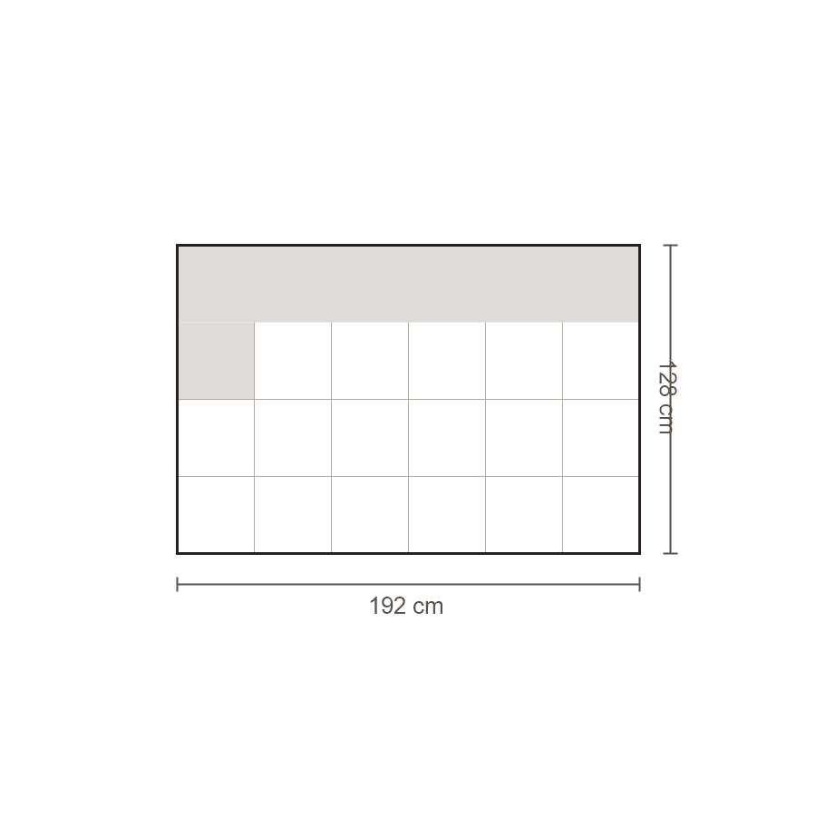 Bovenaanzicht Lucca element: Ottomane 2,5-zits diep links – 128 x 192 cm