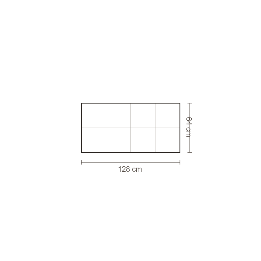 Bovenaanzicht Lucca element: Poef groot – 64 x 128 cm