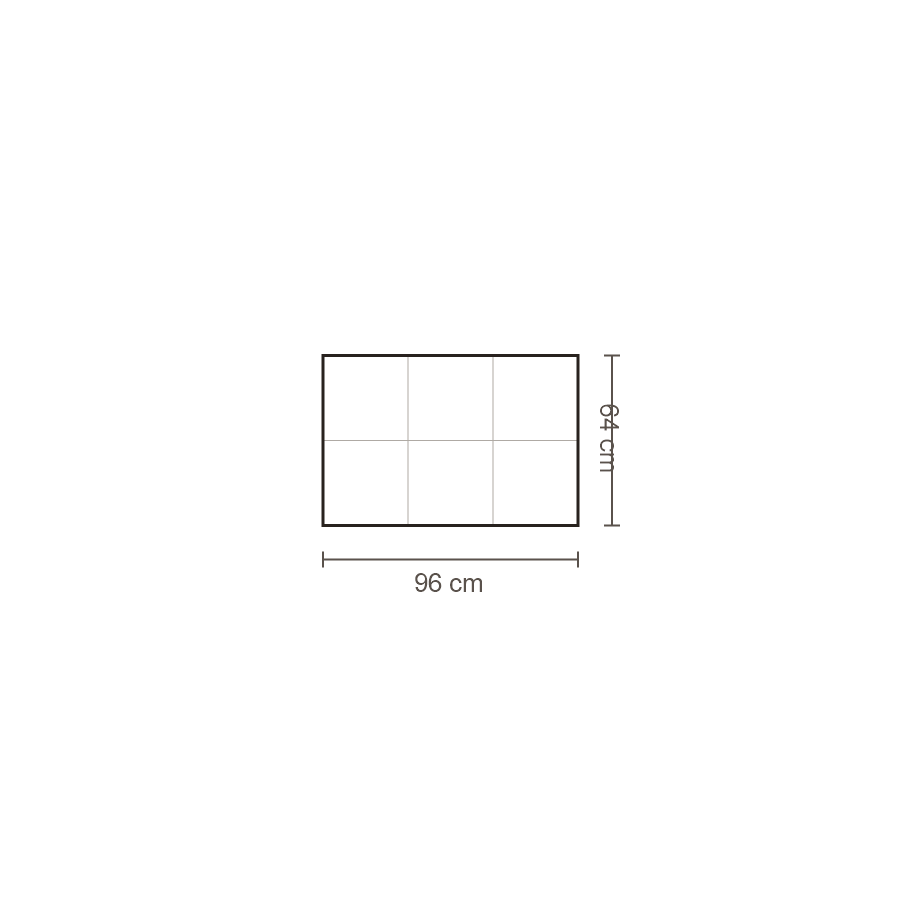 Bovenaanzicht Lucca element: Poef middel – 64 x 96 cm