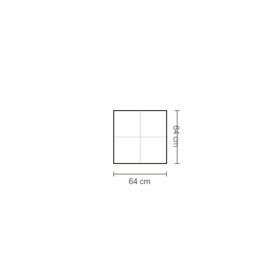 Bovenaanzicht Lucca element: Poef klein – 64 x 64 cm