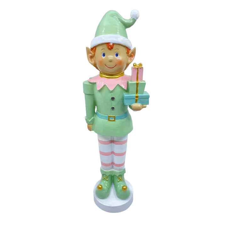 Beeld Kerst Elf Jongen Kado Pastel 12x38cm