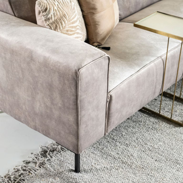 SEVN Hoekbank Michelle Velvet, kleur Lever