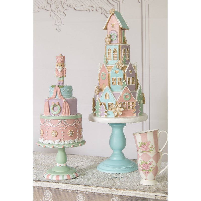 Gingerbread house 59 cm Blauw Roze Kunststof