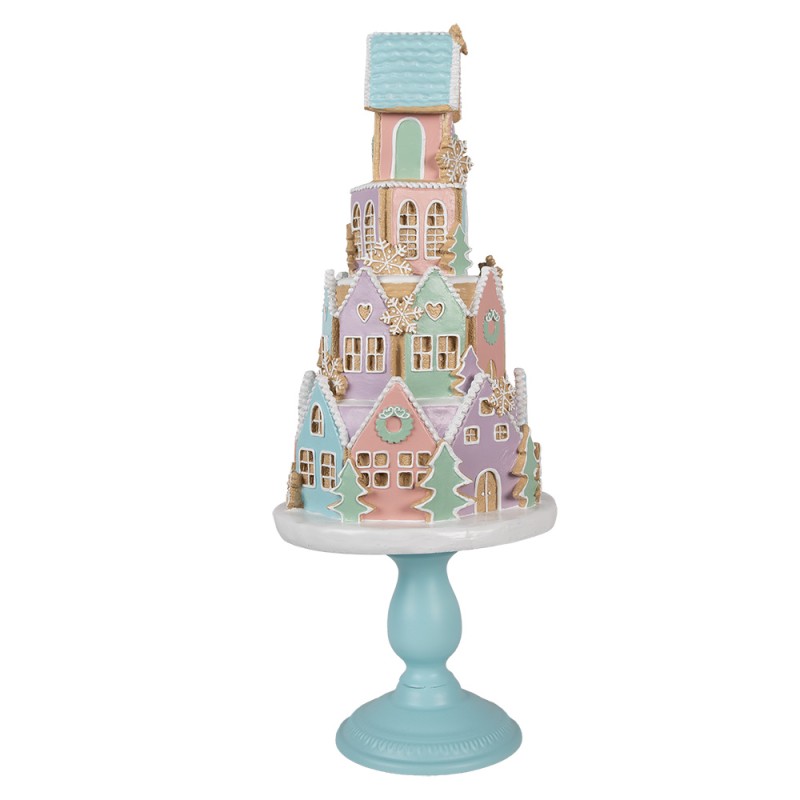 Gingerbread house 59 cm Blauw Roze Kunststof