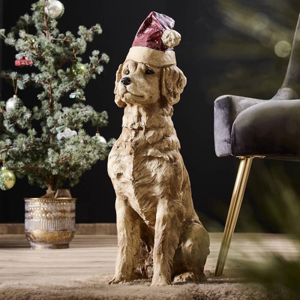 Kerst hond bruin met rode muts – 67 cm Golden Retriever
