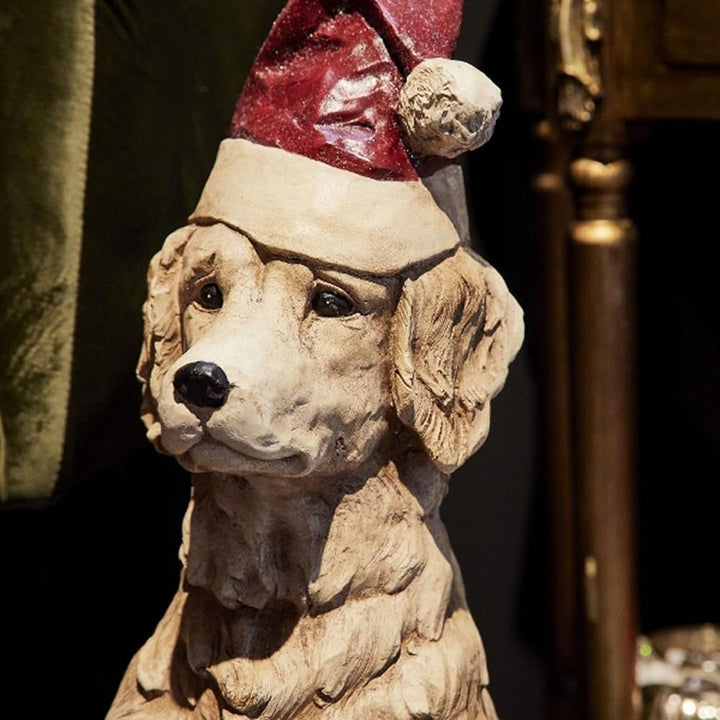Kerst hond bruin met rode muts – 67 cm Golden Retriever