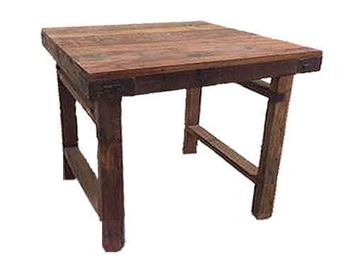Vierkante eettafel oud hout 90 x 90 cm