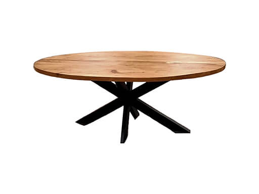 Ovale eettafel 200 cm met zwart metalen onderstel