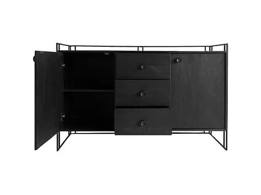 Dressoir zwart 132 cm open