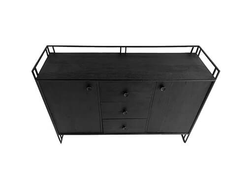 Dressoir zwart 132 cm laden