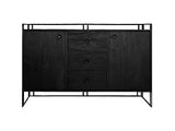 Dressoir Zwart Hout 132 cm – 2 Deuren en 3 Laden