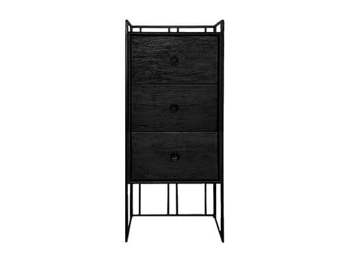 Ladekast zwart hout 44 x 102 cm