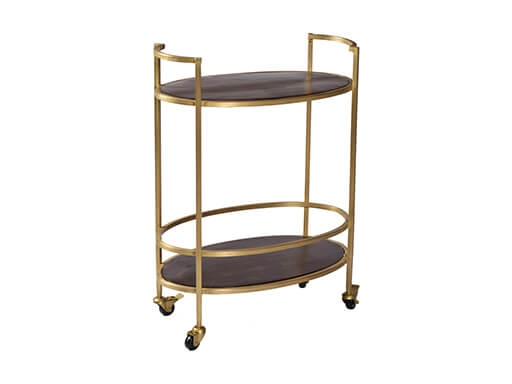 Ovale wijntrolley mat goud