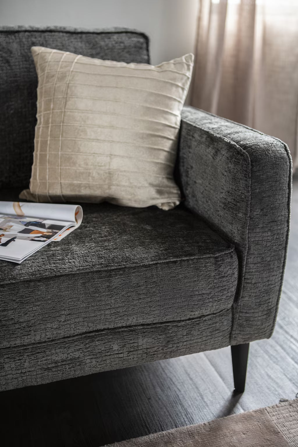 SEVN Bank Paulette 4-zits, Chenille, kleur Donkergrijs