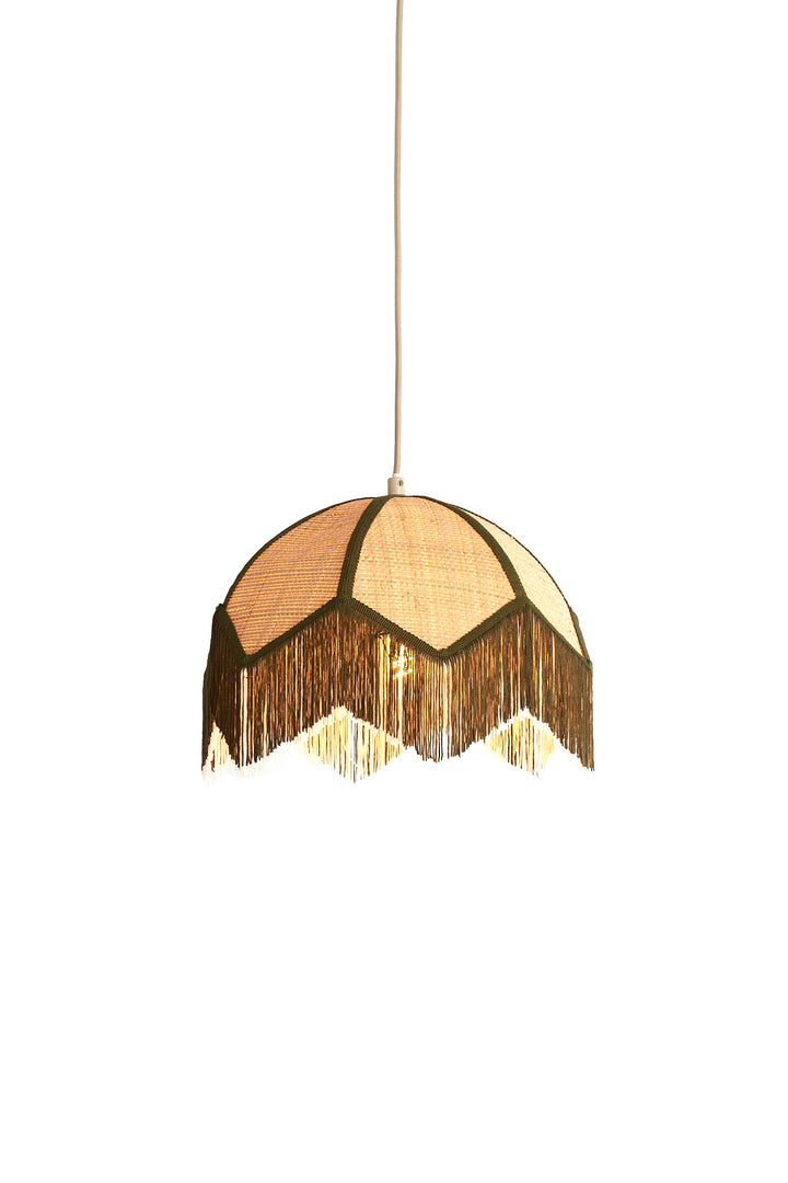 Light & Living Hanglamp Sulina Raffia Naturel/Groen