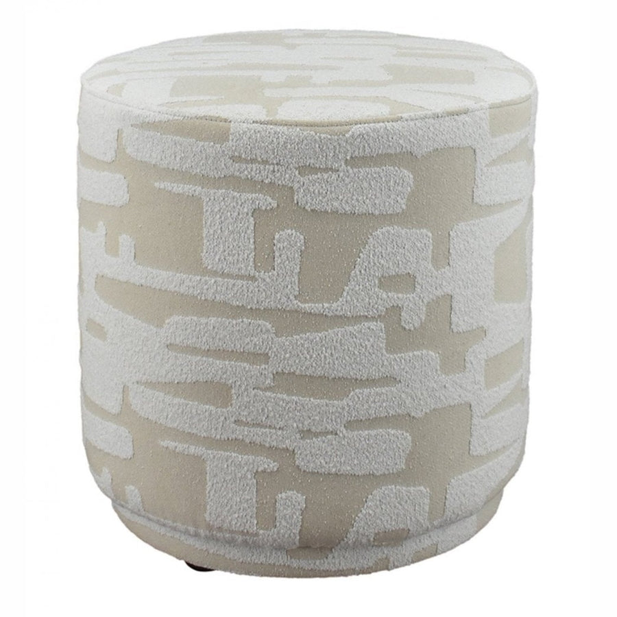 Poef met Grafische Print Naturel rond