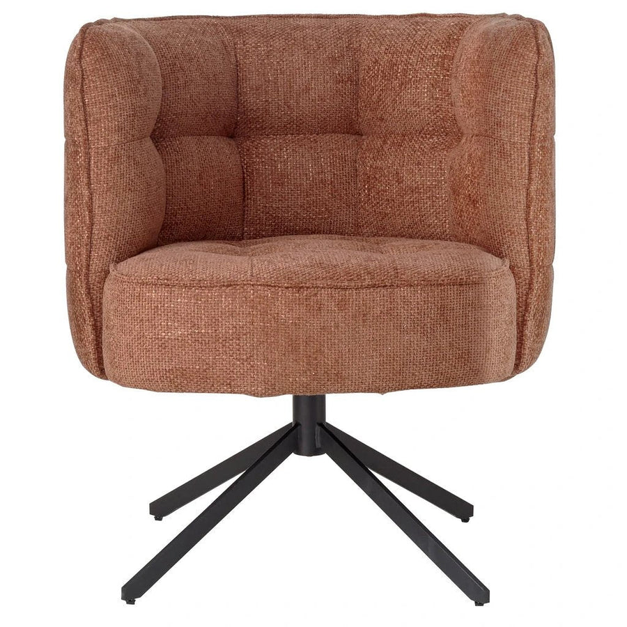 Draaibare eetkamerstoel bouclé roest terracotta – PTMD Odin Big