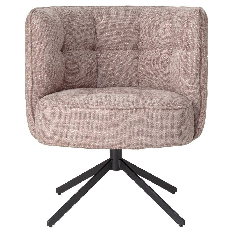 Draaibare eetkamerstoel bouclé roze flamingo – PTMD Odin Big