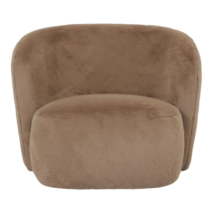 Ronde fauteuil kunstbont mocca – PTMD Aphrodite