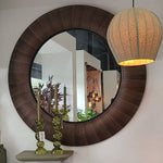 Gezzy ronde houten wandspiegel naturel curl frame 110cm PTMD