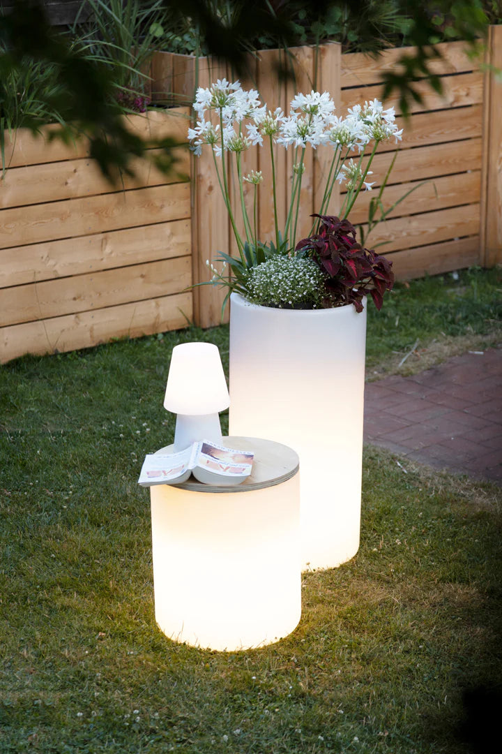 Shining Drum LED Lichttafel | Multifunctioneel als Bijzettafel, Kruk & Koeler