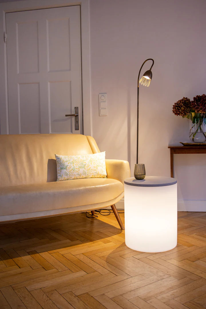 Shining Drum LED Lichttafel | Multifunctioneel als Bijzettafel, Kruk & Koeler