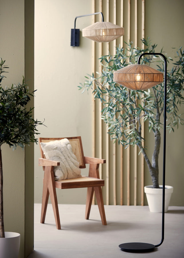 Light & Living Vloerlamp Lyra Naturel+Mat Zwart Ø43x164cm