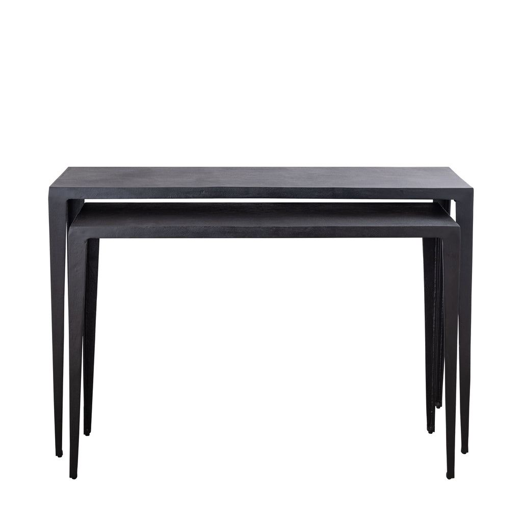 Sidetable Rivva - Aluminium - Zwart - Set van 2 PTMD