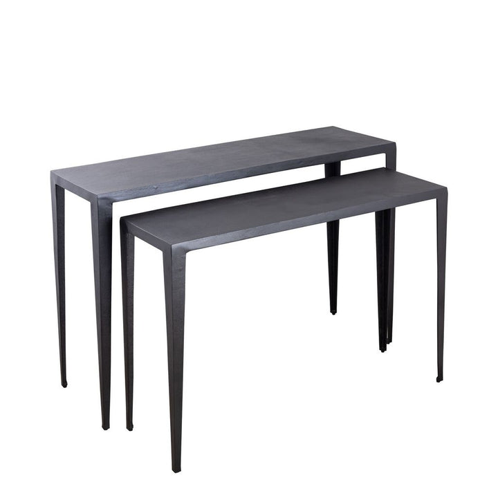 Sidetable Rivva - Aluminium - Zwart - Set van 2 PTMD