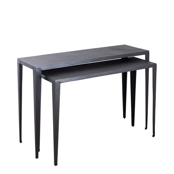 Sidetable Rivva - Aluminium - Zwart - Set van 2 PTMD