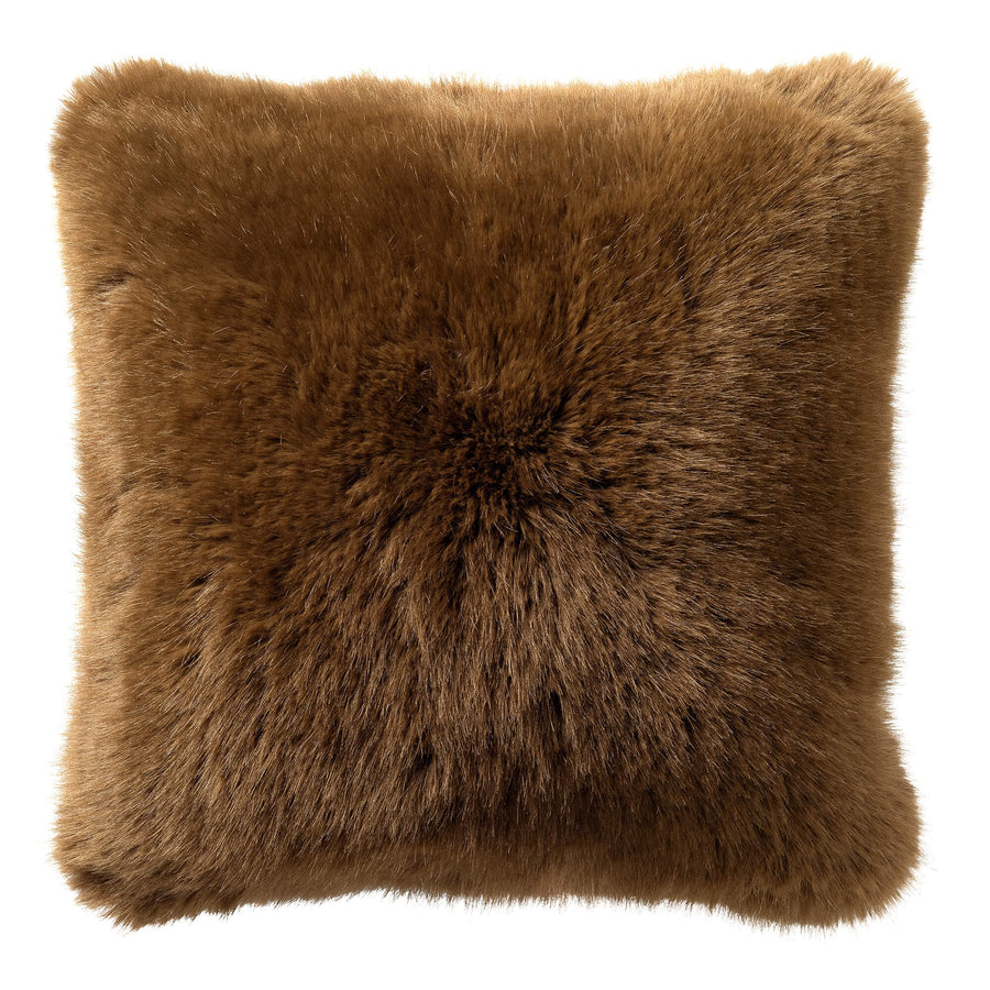 Sierkussen bontlook 45x45 cm otter bruin met binnenkussen