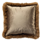 Achterkant bontlook sierkussen bruin 45x45 cm