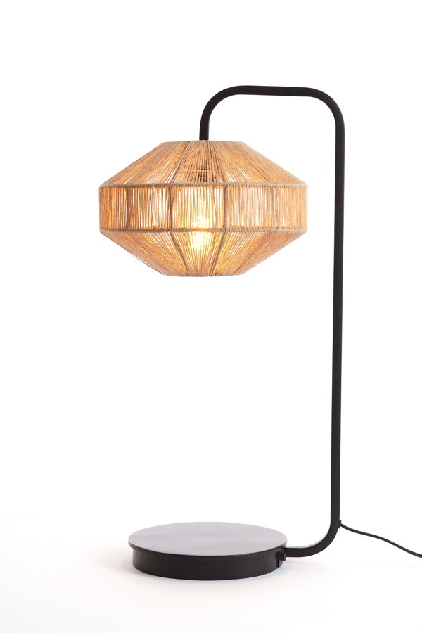 Light & Living Tafellamp Lyra Naturel+Mat Zwart Ø26x60 cm