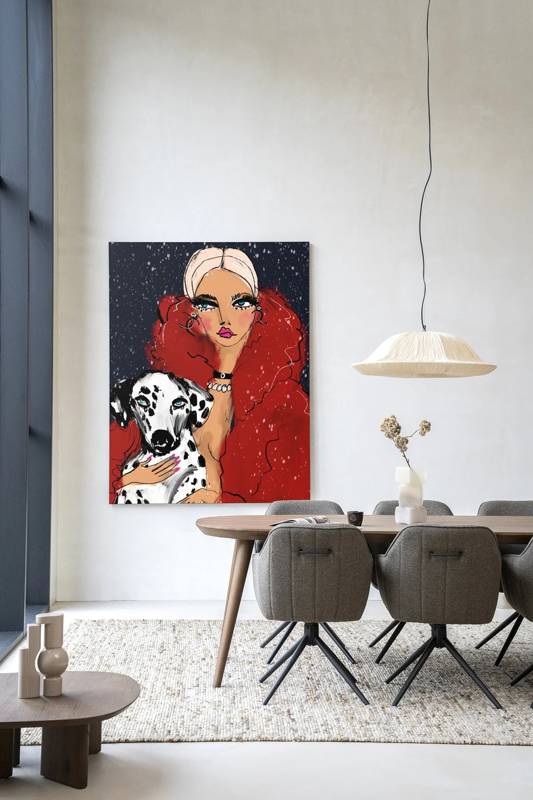 Dotted Doggy - Moderne Wanddecoratie | Artprint, Glass Art & Wandkleed