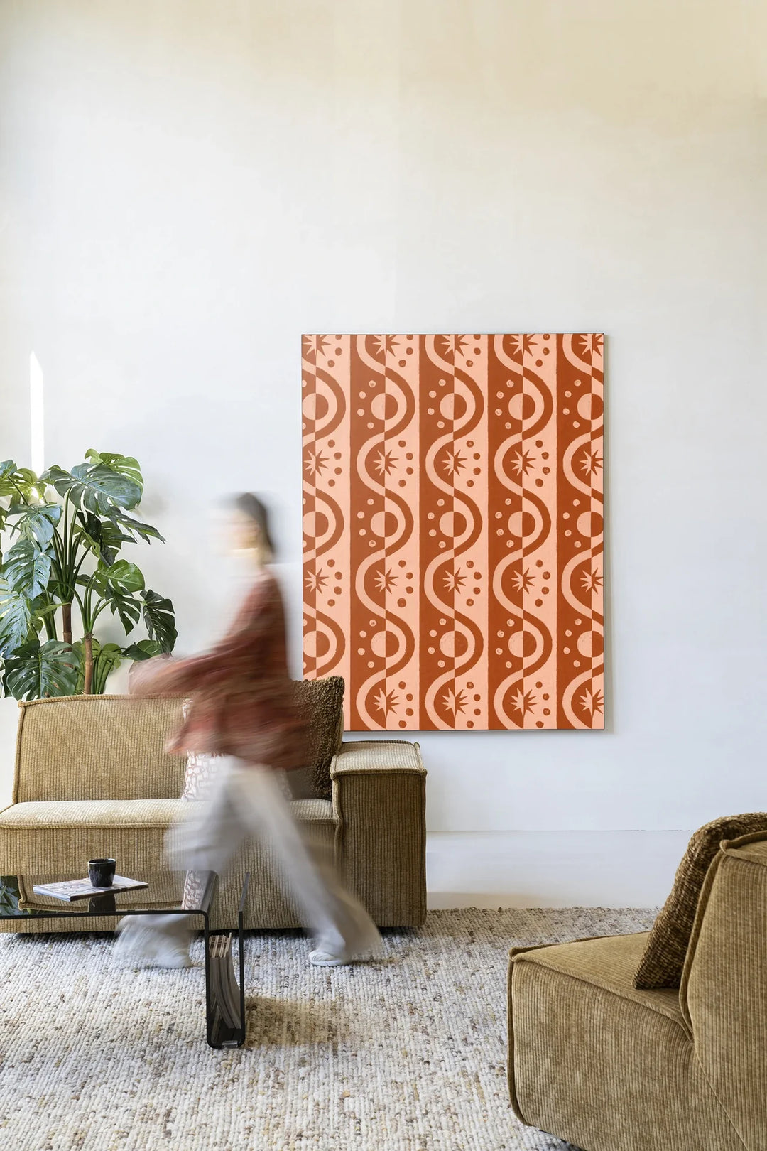 Moon BlockPrint - Moderne Wanddecoratie | Artprint, Glass Art & Wandkleed