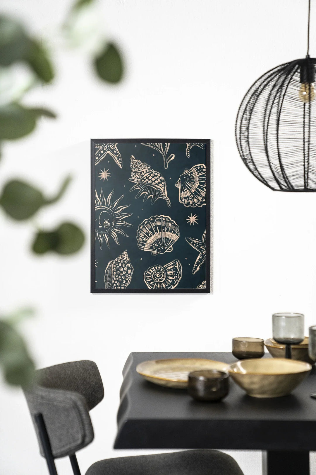 Seashells Midnight - Moderne Wanddecoratie | Artprint, Glass Art & Wandkleed