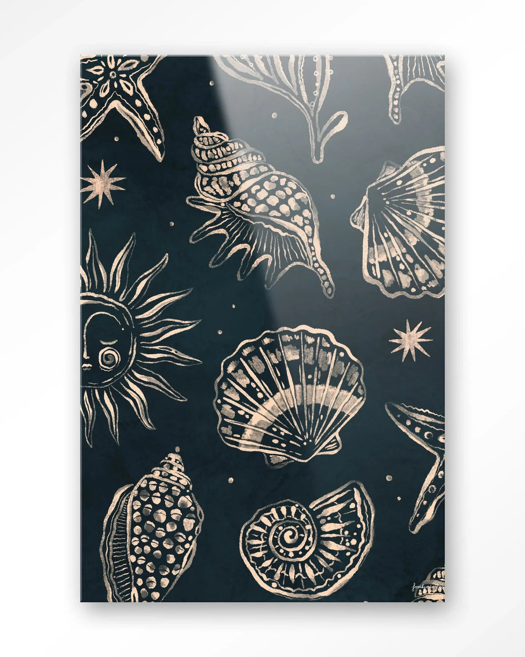 Seashells Midnight - Moderne Wanddecoratie | Artprint, Glass Art & Wandkleed