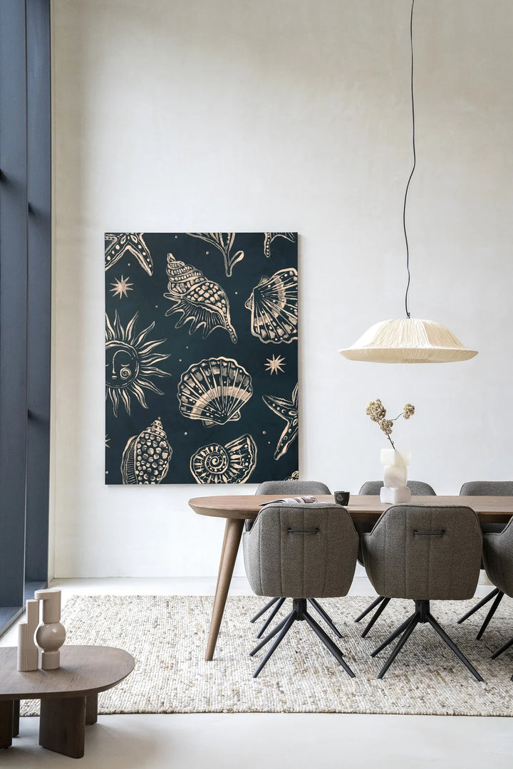 Seashells Midnight - Moderne Wanddecoratie | Artprint, Glass Art & Wandkleed