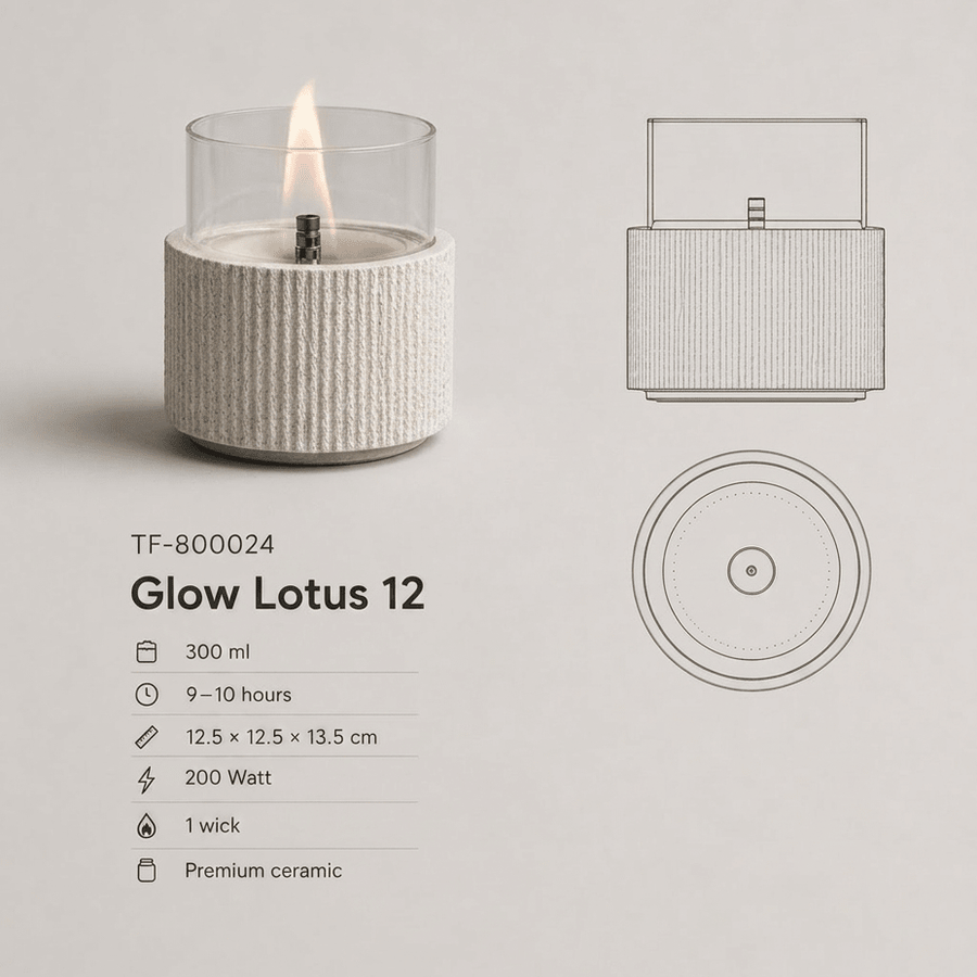 Glow Lotus 12 met dansende vlam sfeerbeeld