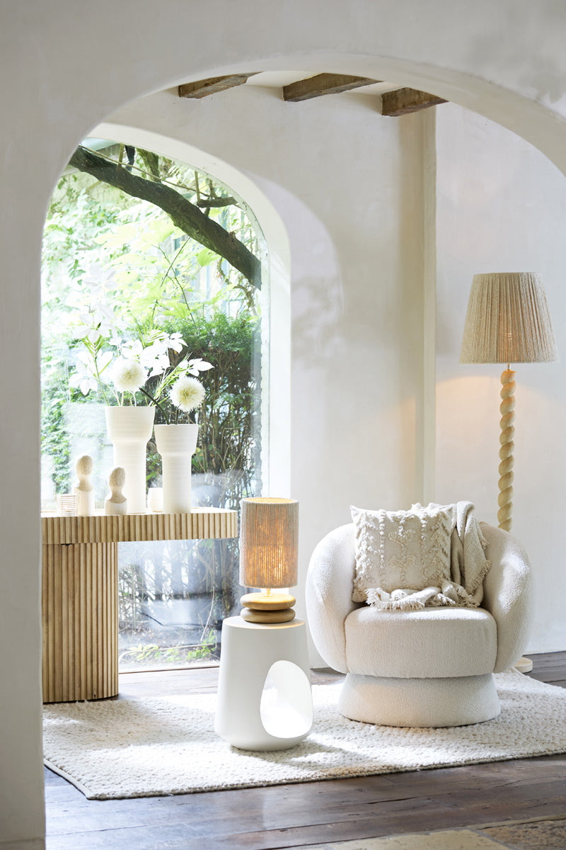 Light & Living Lampenkap Medana Drum Chenille Crème