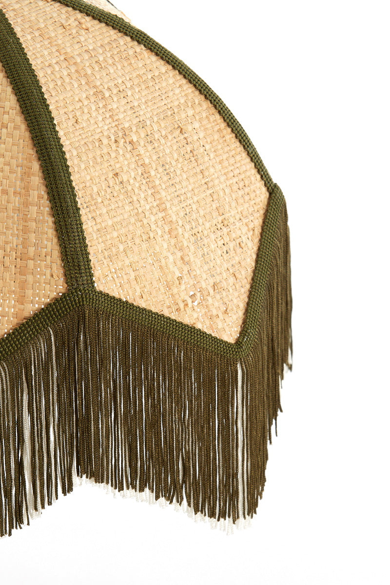 Light & Living Lampenkap Sulina Raffia Naturel/Groen Ø35cm