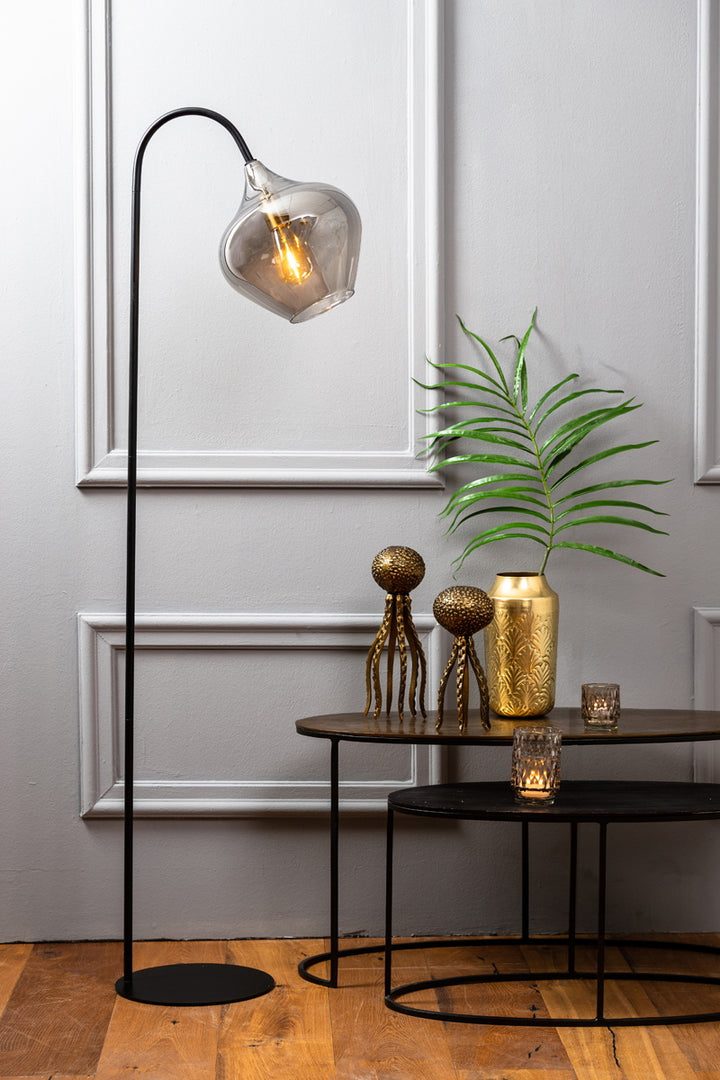 Light & Living Vloerlamp Rakel Mat Zwart/Smoke 160cm